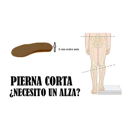 Plantilla Ortopédica Para Dismetría hasta 2 cms en Cuero. (1 unidad pie izq ó der )