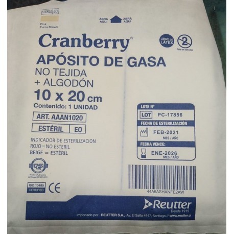 Apósito de Gasa No tejida + Algodón 10 cm x 20 cm (No Adherente – 1 Unidad)